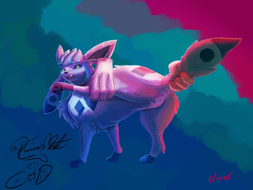 2020 absurd_res ass colored digital_media_(artwork) digital_painting_(artwork) eeveelution female feral genitals glaceon green_eyes hi_res leg_grab nintendo open_mouth pawpads paws pokémon_(species) pokemon presenting presenting_hindquarters presenting_pussy pussy simple_background solo tabbytomkat tail_grab vicar video_games