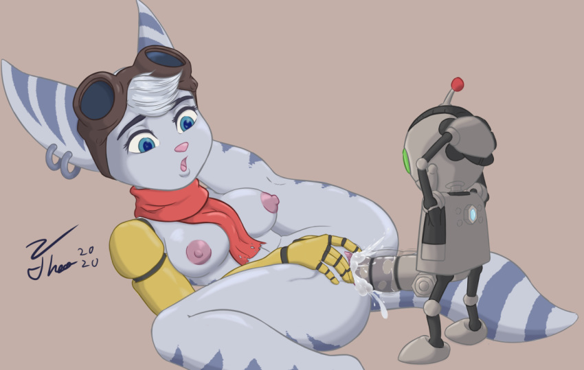 anthro bodily_fluids clank_(ratchet_and_clank) cum cum_in_pussy cum_inside female genital_fluids goggles goggles_on_head lazytherian machine male penetration ratchet_and_clank rift_apart_lombax rivet_(ratchet_and_clank) robot robotic_arm straight vaginal_penetration video_games