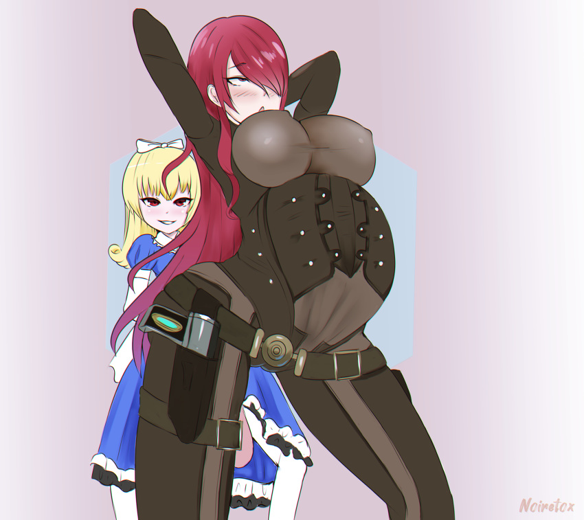 1futa 1girls alice alice_(megami_tensei) arms_behind_head arms_up big_belly big_breasts big_penis black_bodysuit blonde_hair bodysuit bow clothing cum cum_in_uterus cum_inflation cum_inside cum_overflow demon demon_girl dress excessive_cum female futa_on_female futanari glowing_eyes human inflation intersex larger_female looking_pleasured megami_tensei mitsuru_kirijo noiretox pale_skin persona persona_3 persona_4_arena pleasure_face red_eyes red_hair shin_megami_tensei size_difference small_but_hung small_dom_big_sub smaller_futanari smiling stomach_bulge vaginal young