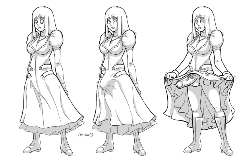 1futa 2010s 2018 before_and_after boots breasts bulge cleavage clothing comic critiq-d dress erection erica_fontaine expressionless futa_only futanari futasub hi_res high_resolution highres huge_cock large_breasts long_hair mind_control monochrome necklace no_panties no_underwear open_mouth penis penis_growth sakura_wars sequence signature simple_background sketch solo spiral_eyes surprised symbol_in_eyes white_background