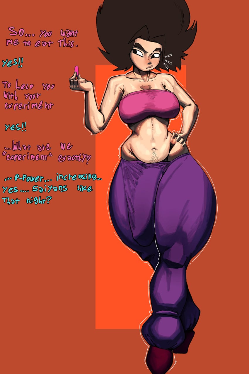 1futa 2026 big_breasts big_penis black_eyes black_hair bulge bulge_down_leg bulge_through_clothing bulge_under_clothes casual casual_exposure caulifla child_bearing_hips cleavage dialogue dragon_ball dragon_ball_super futa_only futanari hand_on_hip huge_breasts huge_cock hung_futa libi_dos libinick looking_away moments_before_disaster muscular muscular_futa posing text thick_thighs thunder_thighs
