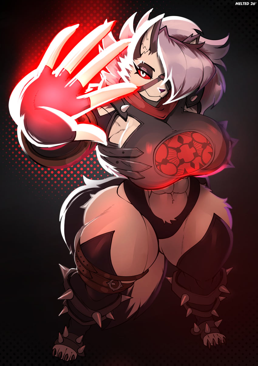 1girls anthro big_breasts breasts busty cosplay demon demon_girl female female_only furry furry_only hair_over_one_eye hellhound helluva_boss huge_breasts large_breasts looking_at_viewer loona_(helluva_boss) malice_(marvel) malice_(marvel)_(cosplay) marvel mrmelted muscular muscular_female png red_eyes solo thick_thighs thunder_thighs toned toned_female wide_hips