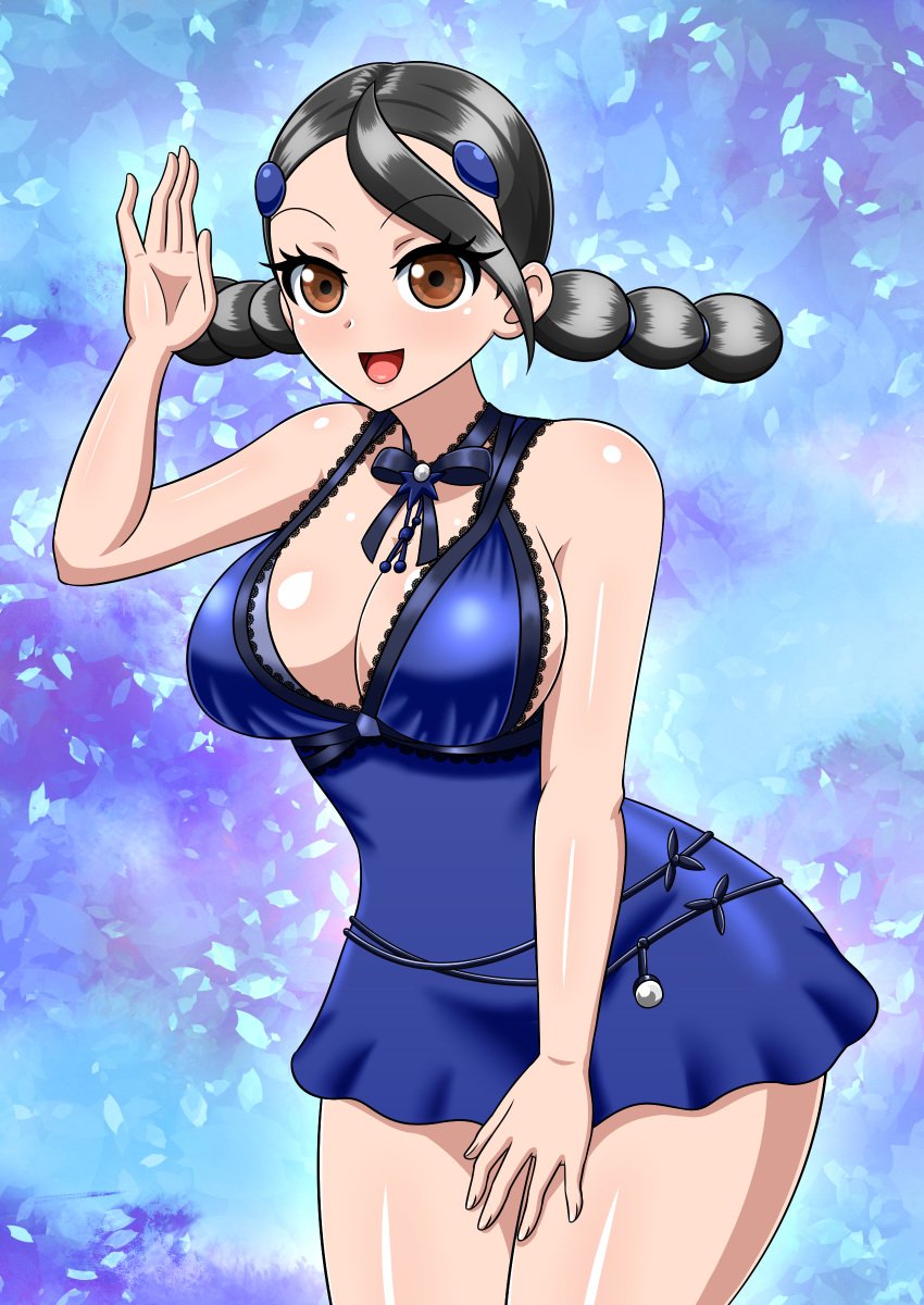 big_breasts black_hair candice_(pokemon) female female_focus female_only long_hair looking_at_viewer nintendo open_mouth pokemon pokemon_dppt solo solo_female solo_focus yensh