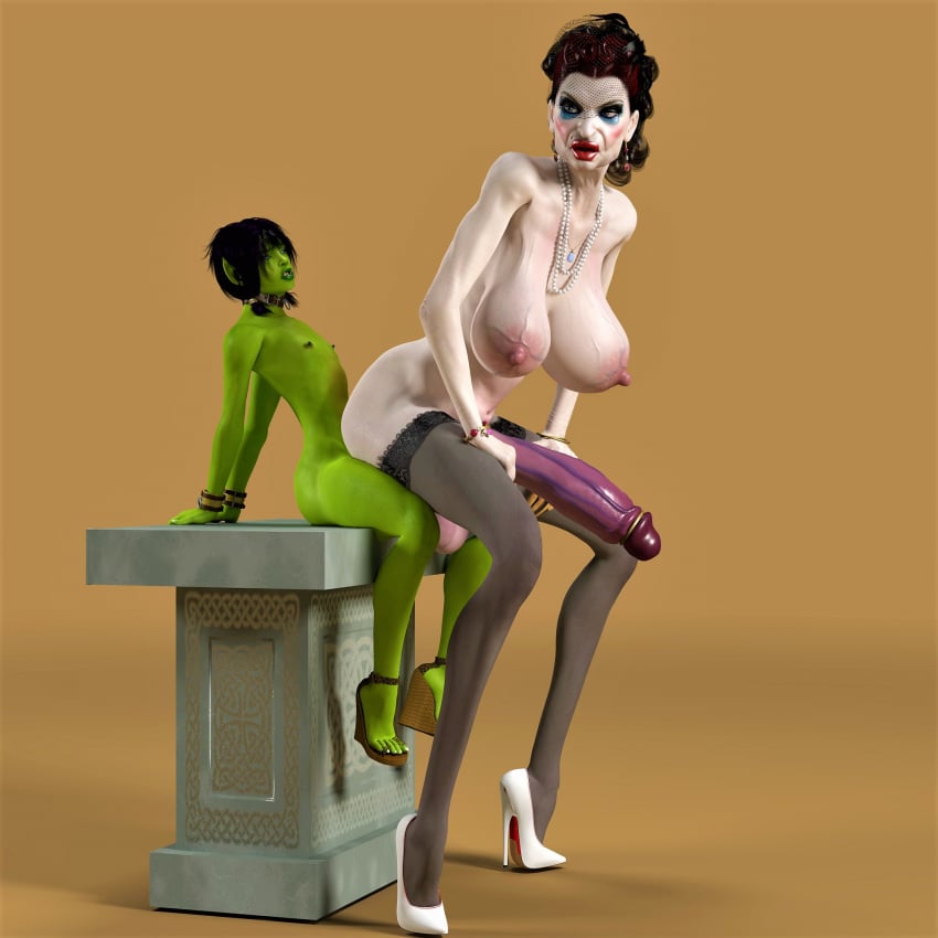 1boy 1futa anal big_lips claws cock_ring collar dickgirl/male dorris_longdick earrings futanari gif_author hag heels high_heels huge_cock long_nails makeup necklace open_toe_shoes orc orc_male power_bottom size_difference thighhighs veiny veiny_breasts veiny_penis wedge_heels