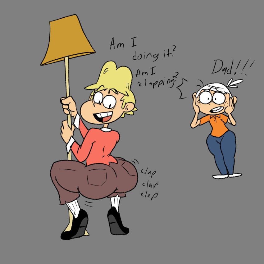 2boys arvnranger_(artist) ass asscheeks big_ass clapping clapping_ass clapping_buttocks clapping_cheeks clothed clothing coloring dilf edit father genderswap_(ftm) lamp lincoln_loud male male_only mature mature_male rita_loud rule_63 sketch sl0th the_loud_house thick tight_clothes tight_clothing tight_fit tight_pants tights