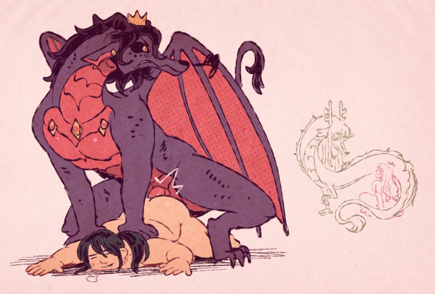 crown dragon eastern_dragon eveline_(taylor_titmouse) female from_behind gundrid_(taylor_titmouse) human interspecies jealous kenta_(taylor_titmouse) male multiple_boys nude partner_swap penis sex taylor_titmouse wakatake-no-taki western_dragon yaoi