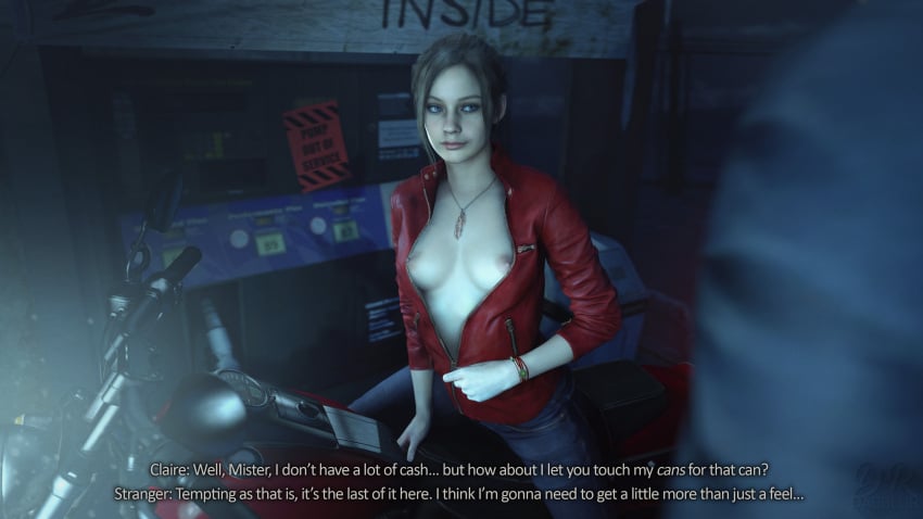 areola areolae breasts brown_hair claire_redfield drdabblur faceless_male female female_focus female_only flashing flashing_breasts light-skinned_female light_skin male male/female night nipples nude nude_female resident_evil showing_breasts showing_off unseen_male_face