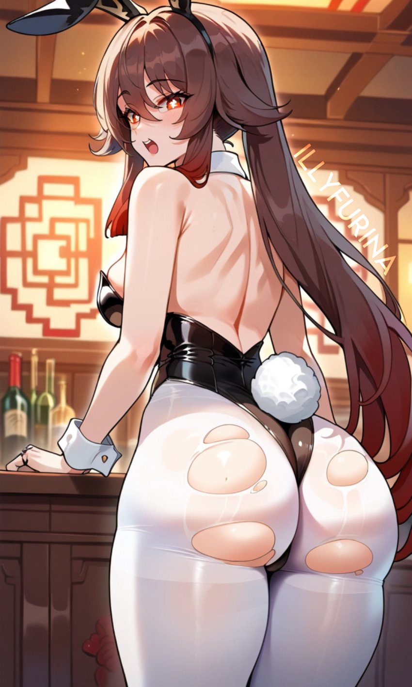 ai_generated armpit armpit_fetish ass ass_focus back_view bangs bangs_between_eyes bangs_over_eyes big_ass big_breasts big_butt breasts brown_hair bunny_ears bunny_tail bunnysuit covered_nipples covering_breasts flushed flushed_face from_behind from_behind_position genshin_impact hu_tao_(genshin_impact) huge_breasts illyfurina latex latex_suit long_hair long_socks looking_at_viewer looking_down looking_down_at_viewer milf milf_body open_mouth pale-skinned_female pale_skin pantyhose playboy_bunny red_eyes seducing seduction seductive seductive_body seductive_eyes seductive_gaze seductive_look seductive_mouth seductive_pose socks stable_diffusion thighs waifu_diffusion waist watermark