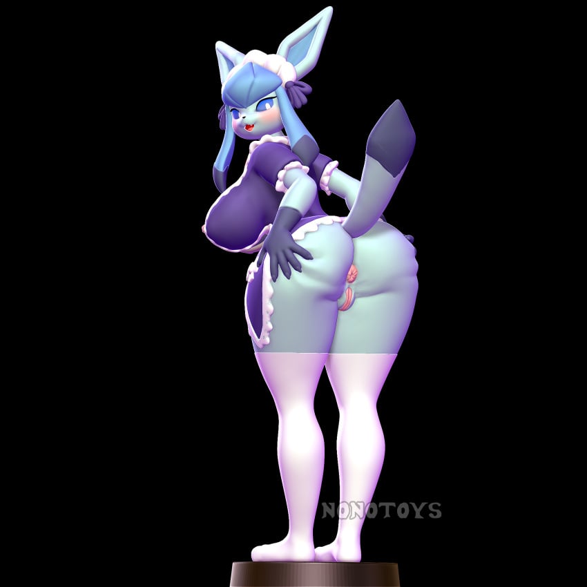 1:1 1girl 1girls 2024 2024s 3d_(artwork) 3d_modeling 3d_print anthro anus artist_name artist_signature ass ass_grab big_ass big_breasts big_butt black_background blue_eyes blue_sclera breasts butt butt_grab clothing digital_media_(artwork) dress eeveelution female female_focus female_only footwear furry furry_female game_freak gen_4_pokemon generation_4_pokemon genitals glaceon hand_on_ass hand_on_butt hi_res looking_at_viewer maid_dress maid_uniform multicolored_body nintendo nonotoys pinup pokémon_(species) pokemon pokemon_(creature) pokemon_(franchise) pokemon_(game) pokemon_(species) pokemon_dppt pose presenting pussy raised_tail signature simple_background smile socks solo stage tail uniform white_pupils