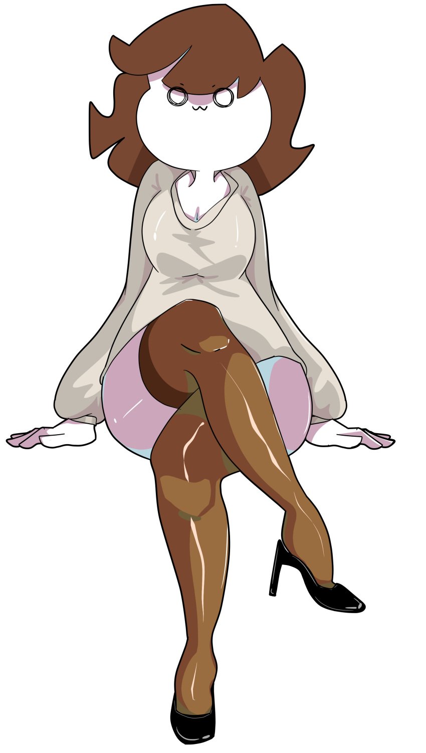 1girls 2010s 2019 animation_meme black_shoes brown_hair brown_thigh_highs brown_thighhighs candy_girl cat_mouth cleavage female gummy_creature happylikeawall happylikeawall_(artist) high_heels jacket legs_crossed living_candy long_legs oc original_character owo pale-skinned_female pale_skin pale_skinned self_insert shoes sitting sleeves toony youtube youtube_avatar youtuber youtuber_girl