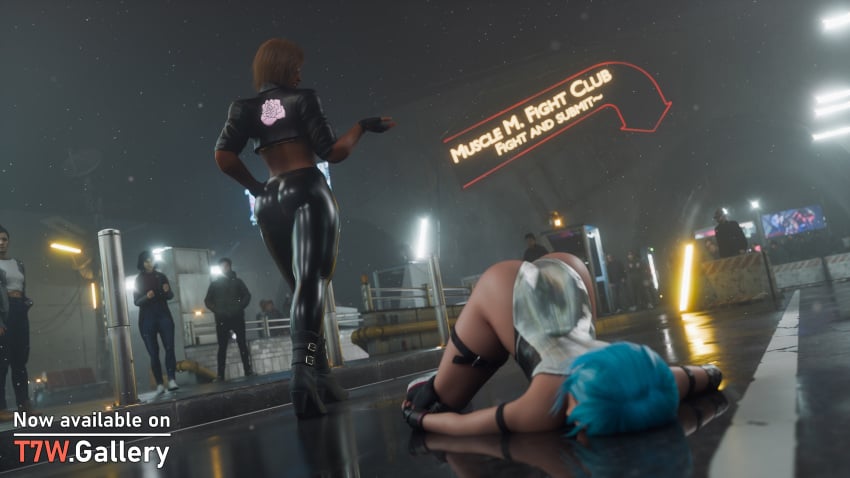 2girls 3d 3d_(artwork) absurdres alleyway ass_in_air bandai_namco beaten big_ass big_butt black_boots blender blue_hair boot_fetish boots catfight dead_or_alive dead_or_alive_5 dead_or_alive_6 dead_or_alive_xtreme_venus_vacation defeated dominant dominant_female domination dominatrix female_domination female_focus female_only femdom fight fighting hand_on_hip heel_boots heels helpless high_heels highres humiliation latex latex_clothing latex_gloves latex_suit latex_thighhighs leather leather_boots leather_clothing leather_gloves leather_jacket leather_straps legs lisa_hamilton multiple_girls muscular muscular_arms muscular_ass muscular_female muscular_legs muscular_thighs namco neon_lights nico_(doa) public_humiliation ryona spread_legs straps strong strong_woman swimsuit swimwear t7w tekken7wallpapers thick_ass thick_thighs thigh_boots thighs victory victory_pose wrestling wrestlingryona