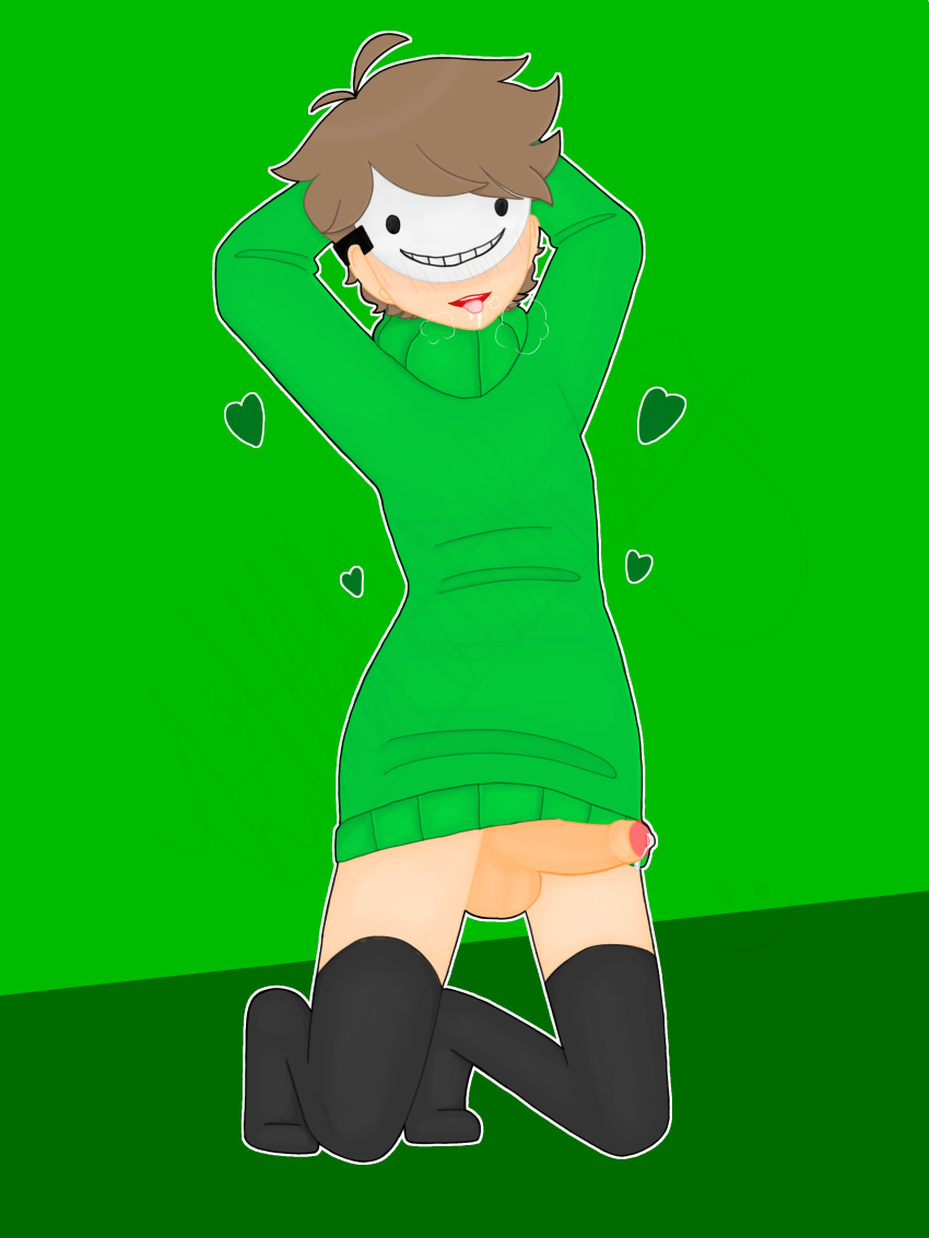 dreamwastaken drool green_background littlensfwbunny male_only minecraft_youtubers oversized_sweater