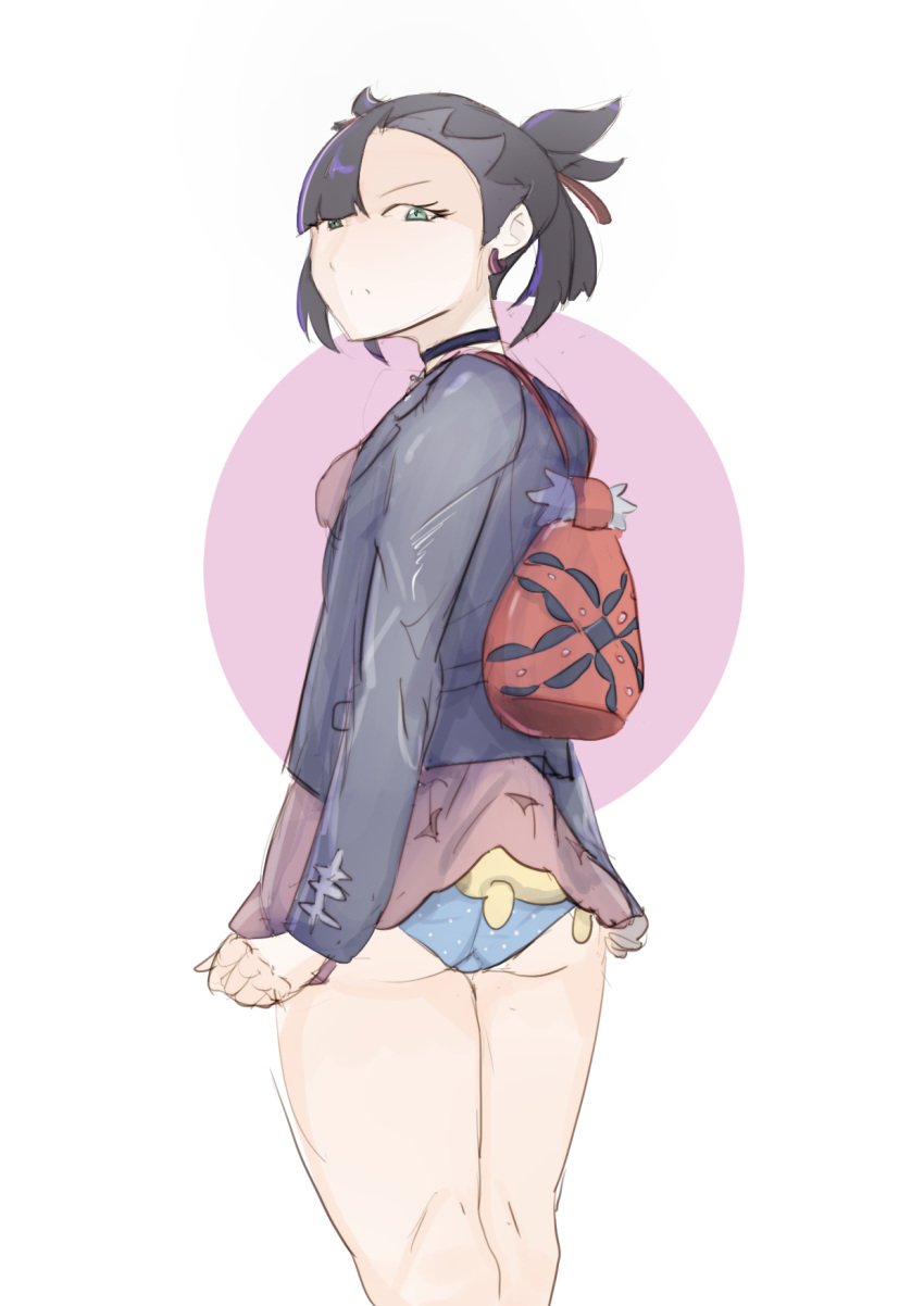 1girls 9_9bird black_hair choker frown kkyz13 marnie_(pokemon) nintendo panties pokemon pokemon_ss solo upskirt