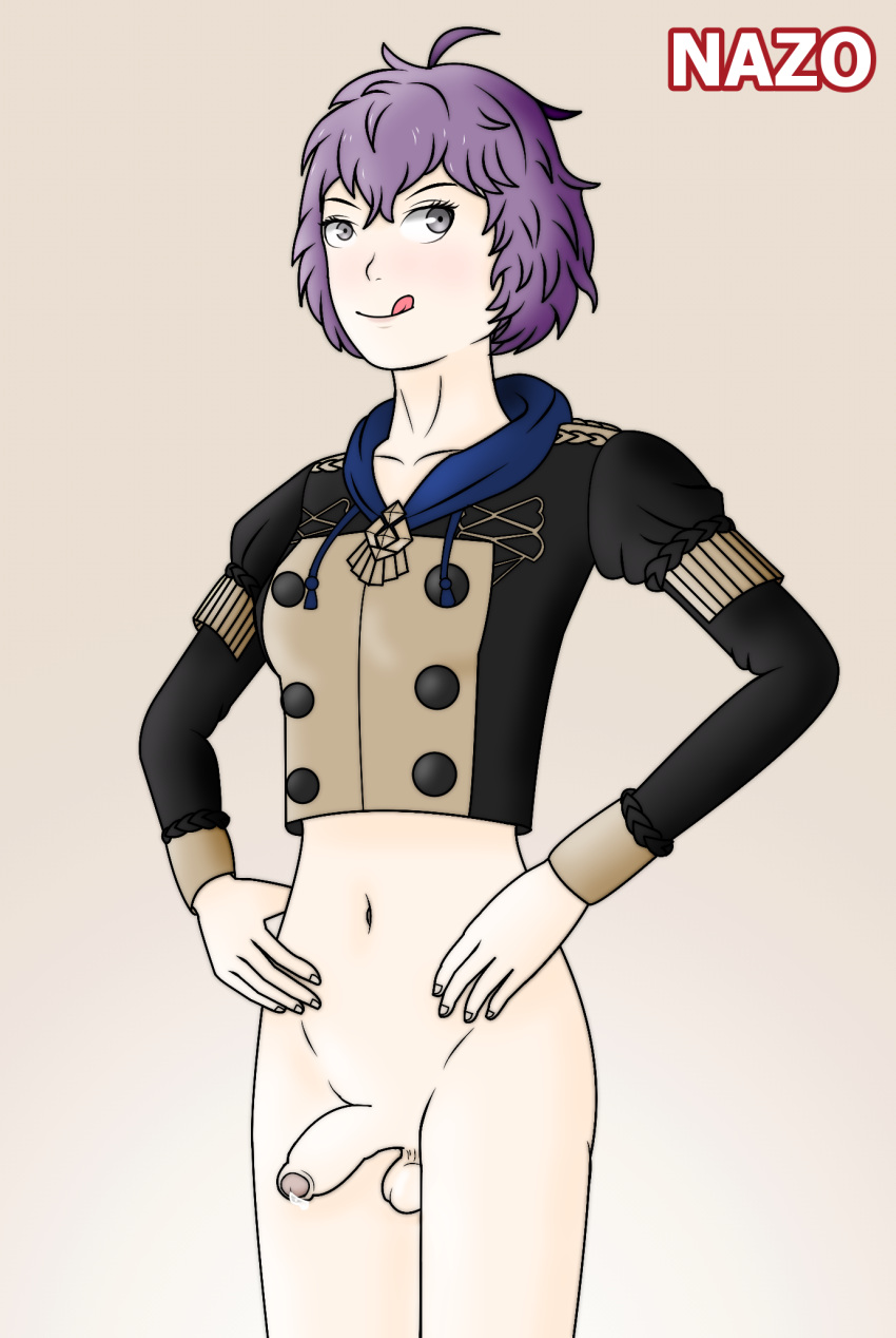 bernadetta_von_varley fire_emblem fire_emblem:_three_houses futa_only futanari grey_eyes nazosempai nintendo purple_hair uncircumcised