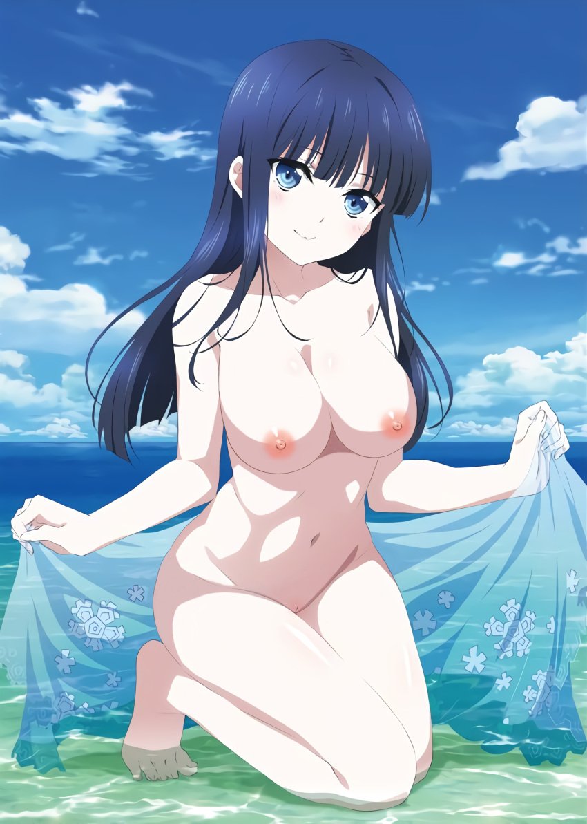 breasts cleavage completely_naked completely_nude erect_nipples long_hair mahouka_koukou_no_rettousei naked nipples no_bra nopan nude pussy shiba_miyuki swimsuits uncensored undressing