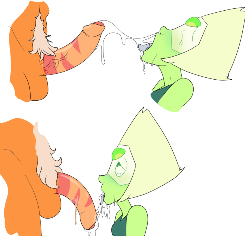 blush fellatio futanari jasper_(steven_universe) peridot_(steven_universe) saliva saliva_trail sleeptalker steven_universe tagme tears tongue_out