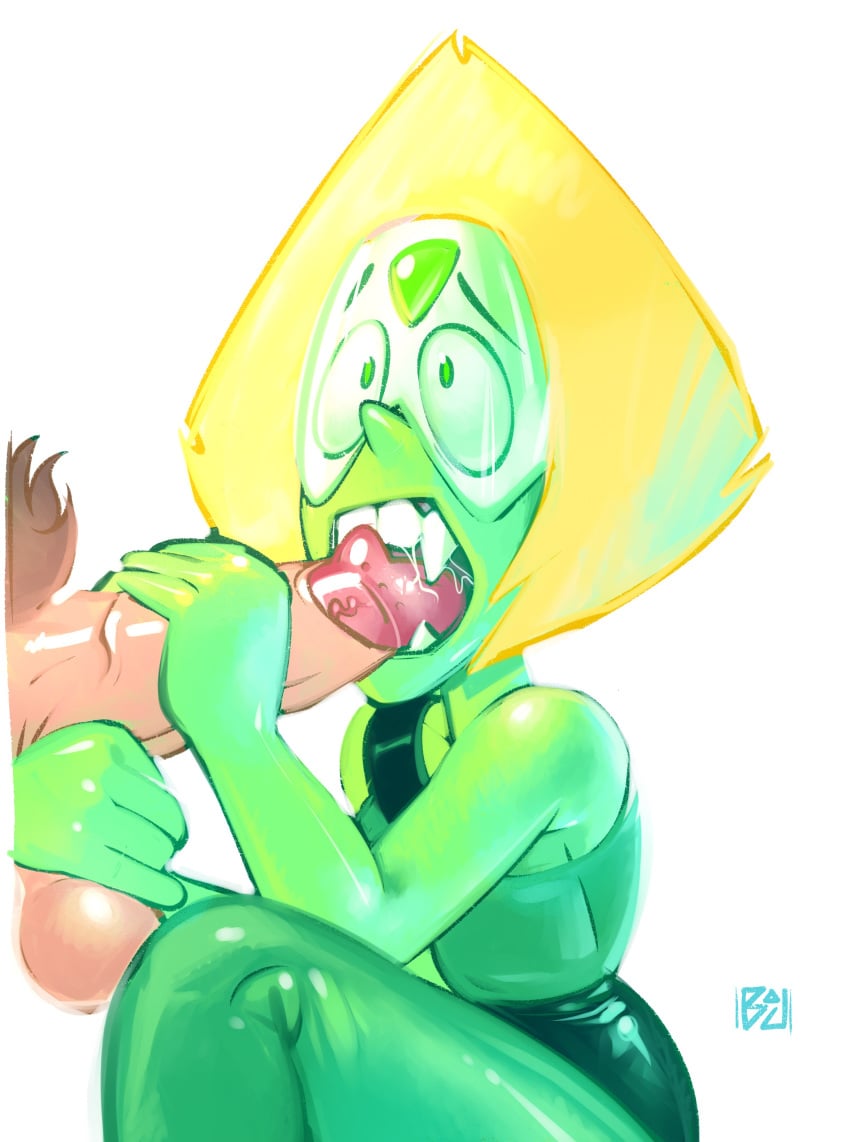 badrainbow fangs fellatio peridot_(steven_universe) steven_universe tagme testicle_grab visor