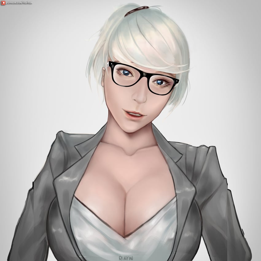 1girls aunt big_breasts blue_eyes clothed female female_only glasses glasses_only grey_suit huge_breasts large_breasts lecture looking_at_viewer miki_(oc) milf oc office office_lady office_sex original original_artwork original_character patreon patreon_only_post patreon_username pony ponytail riarfian silver_hair solo solo_female solo_focus suit teacher teacher_outfit teaching teasing throbbing upper_body white_background white_hair