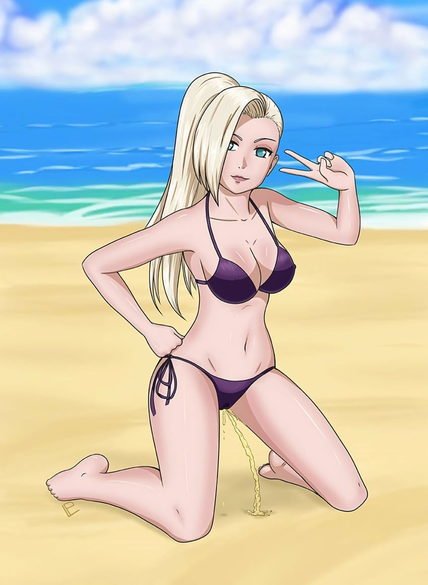 beach ino_yamanaka lepsa naruto naruto_shippuden peeing swimsuit urine whentai