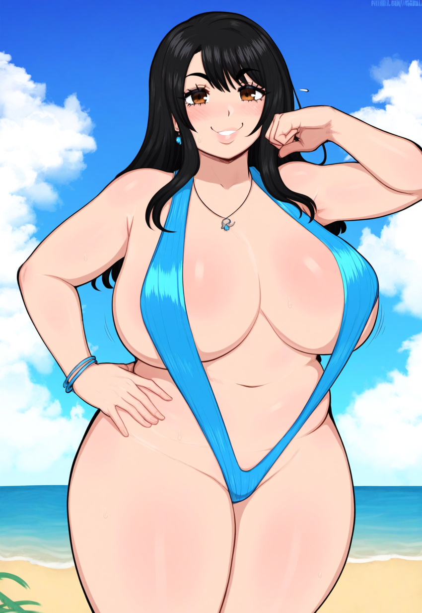 ai_generated beach bikini chubby final_fantasy final_fantasy_viii huge_breasts rinoa_heartilly