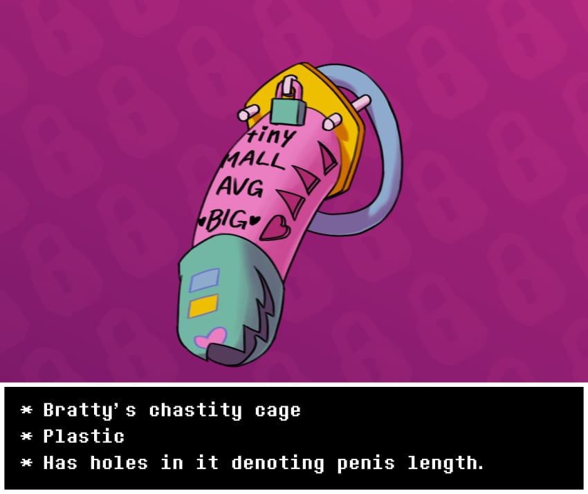 bratty_(undertale) chastity_cage chastity_cage_only chastity_device chastity_device_only dracozhilla english_text lock locktober nude stylized_chastity_cage text undertale undertale_(series) zero_pictured