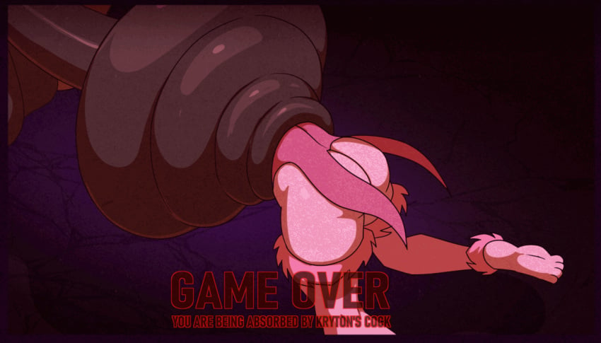 absorption_vore cock_vore defeated fatal_vore foreskin furry_only game_over huge_cock huge_testicles katamra_(spazman) spazman vore