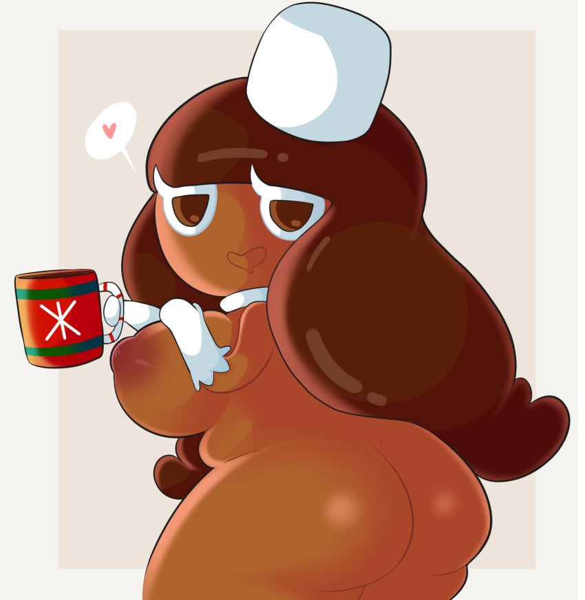 ass_focus big_ass big_breasts brown_eyes brown_hair brown_skin cocoa_cookie cookie_run cookie_run_kingdom cookie_run_ovenbreak long_hair onigirl_punch_(artist) tagme