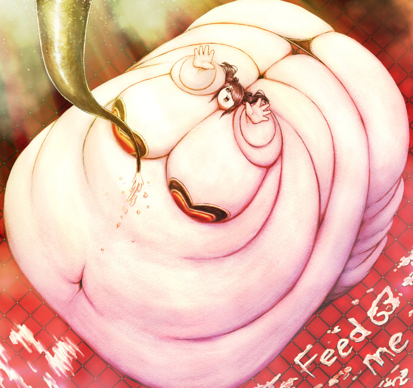 1girls ame-chan back_fat cleavage feederism feeding feeding_tube frosting gigantic_belly huge_ass huge_breasts immobile love_handles mini_giantess morbidly_obese needy_girl_overdose pasties ssbbw thong weight_gain