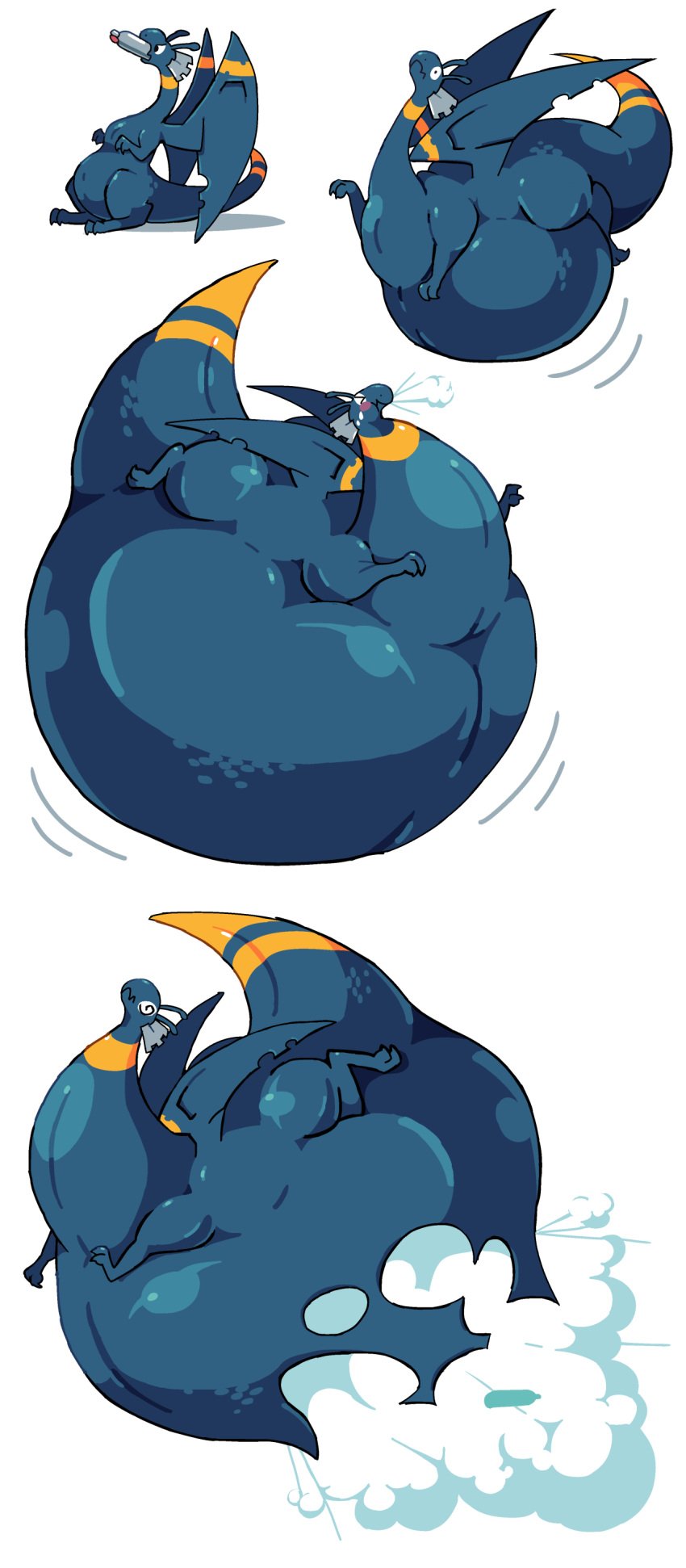 air_inflation air_tank belly_expansion belly_pop bursting colored comic dragon furry inflation male popping pukupukudragon tagme