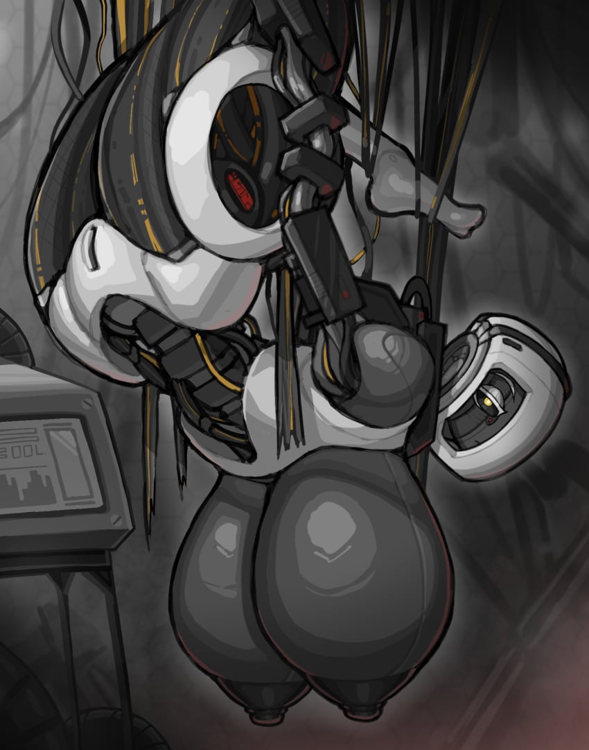 1girls areolae ass big_ass breasts breasts_out female female_focus female_only giant_breasts giantess glados glados_(central_core) hi_res highres hyper massive_breasts nipples portal portal_(series) portal_2 robot robot_girl tagme yellow_eyes zzzhodazzz