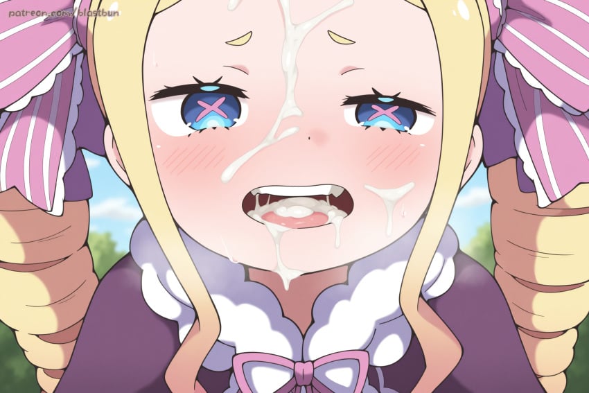 ai_generated beatrice_(re:zero) blastbun cumshot cumshot_in_mouth cumshot_on_face re:zero_kara_hajimeru_isekai_seikatsu