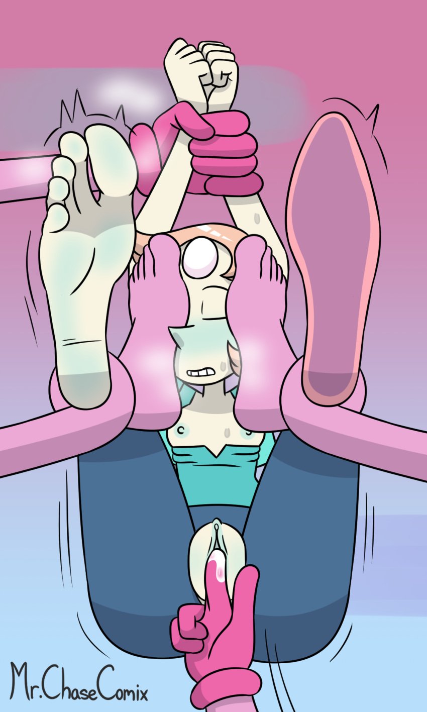 2d breasts cartoon_network feet female female_only fingering fingering_partner fingering_pussy foot_fetish foot_focus grabbing_hand leg_wrap legs_up lesbian mr._chase_comix multiple_girls nipples pearl_(steven_universe) pussy pussy_juice restrained single_shoe spinel_(steven_universe) steven_universe steven_universe:_the_movie tagme yuri