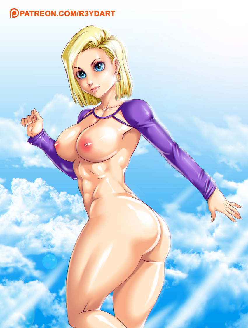 1girls alternate_version_available android_18 blonde_hair blue_eyes cleavage curvy dragon_ball erect_nipples female huge_areolae huge_ass huge_breasts puffy_nipples r3ydart short_hair thick_lips voluptuous wide_hips