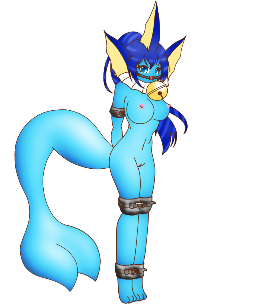 alpha_channel anthro ball_gag blue_body blue_skin bondage bound eeveelution female gag genitals hi_res nintendo ofdark pokémon_(species) pokemon pokemon_rgby pussy solo vaporeon video_games