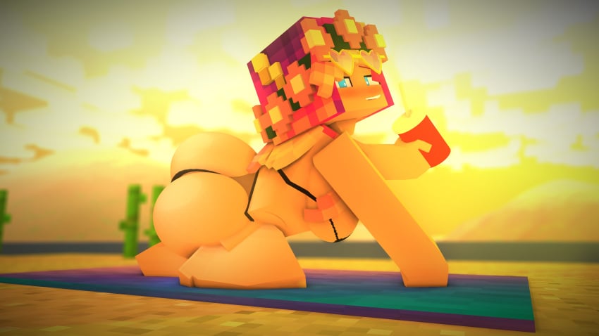 3d beach big_ass big_breasts bikini bikini_bottom bikini_top blue_eyes cute cuteskyler flower mine-imator minecraft rainbow_hair seducing seductive seductive_eyes seductive_look seductive_smile skyler skyler_quinn thong thong_bikini thong_panties white_skin