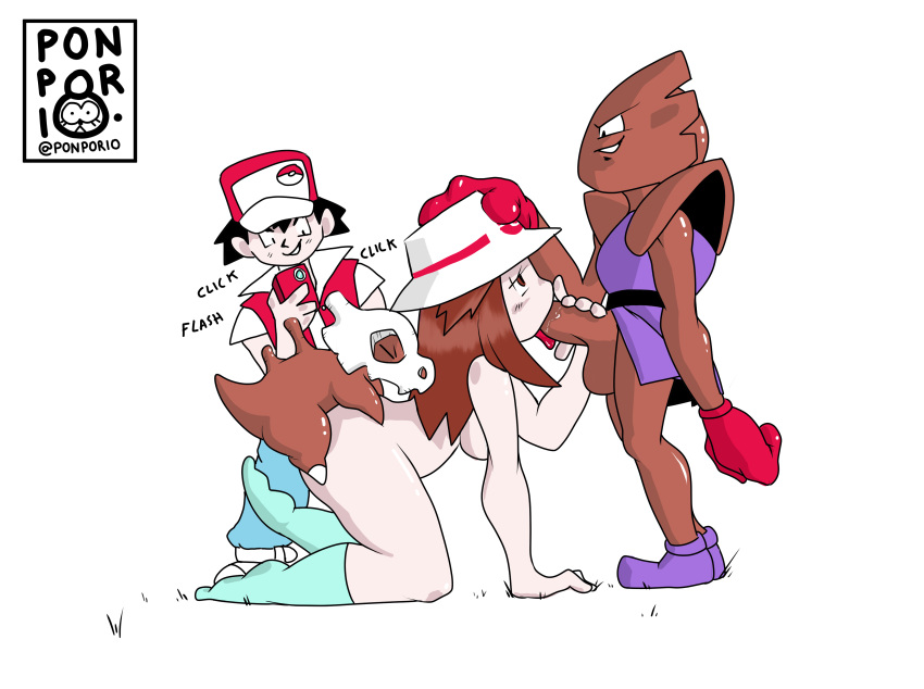 absurd_res ambiguous_penetration balls breasts clothed clothing cubone female female_on_feral female_penetrated feral feral_penetrating feral_penetrating_human genitals group group_sex hi_res hitmonchan human human_on_feral human_on_humanoid human_penetrated humanoid humanoid_penetrating humanoid_penetrating_human interspecies leaf_(pokemon) male male_penetrating male_penetrating_female mammal nintendo oral oral_penetration penetration penile_penetration penis penis_in_mouth poképhilia pokemon pokemon_(species) pokemon_frlg pokemon_rgby ponporio_(artist) sex spitroast straight threesome video_games