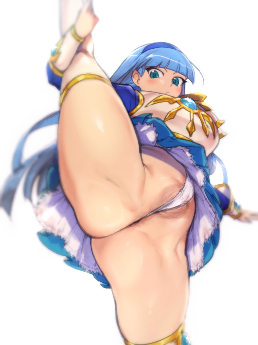 1girls ass blue_eyes blue_hair curvy danchizuma female flexible flexible_female headband hime_cut human innie_pussy leg_up looking_at_viewer magic_knight_rayearth pale-skinned_female pale_skin presenting presenting_pussy puffy_pussy pussy standing_on_one_leg standing_split thick_thighs thong umi_ryuuzaki upskirt voluptuous wide_hips