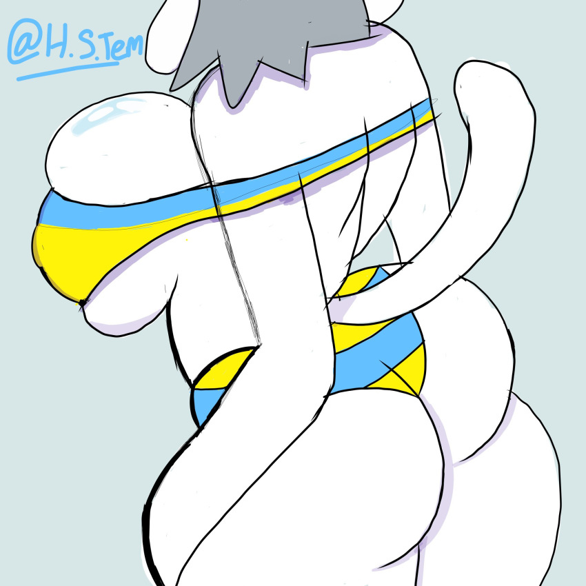 1girl 1girls ass behind_view clothed female h-s-temmie panties striped_panties tagme temmie temmie_(undertale) tight_clothing undertale underwear