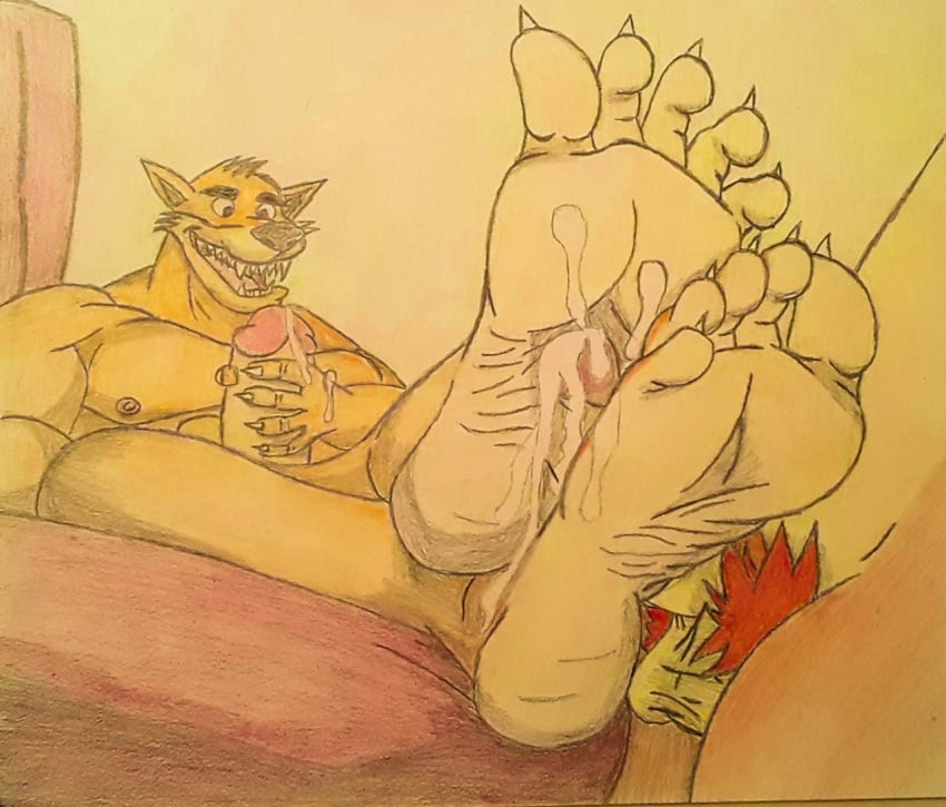 2boys activision anthro balls bara bare boner centerstudios20 claws crash_(series) cum cum_on_feet cum_on_soles erect_penis erection feet foot_fetish foot_focus foot_play footjob gay male_only masturbation muscular muscular_male naughty_dog nipples pads paws penis pubic_hair roasted rubbing sony tank tease tiger tiny_tiger toes traditional_media_(artwork) video_games yaoi