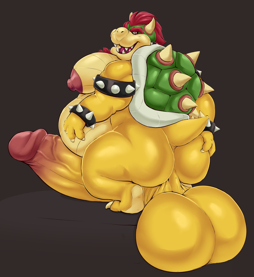 absurd_res anthro ass balls big_balls big_penis bowser genitals heftyotter hi_res huge_balls huge_cock hyper hyper_balls hyper_genitalia hyper_penis koopa looking_back male male_only mario_(series) nintendo nipples overweight overweight_anthro overweight_male penis scalie solo video_games