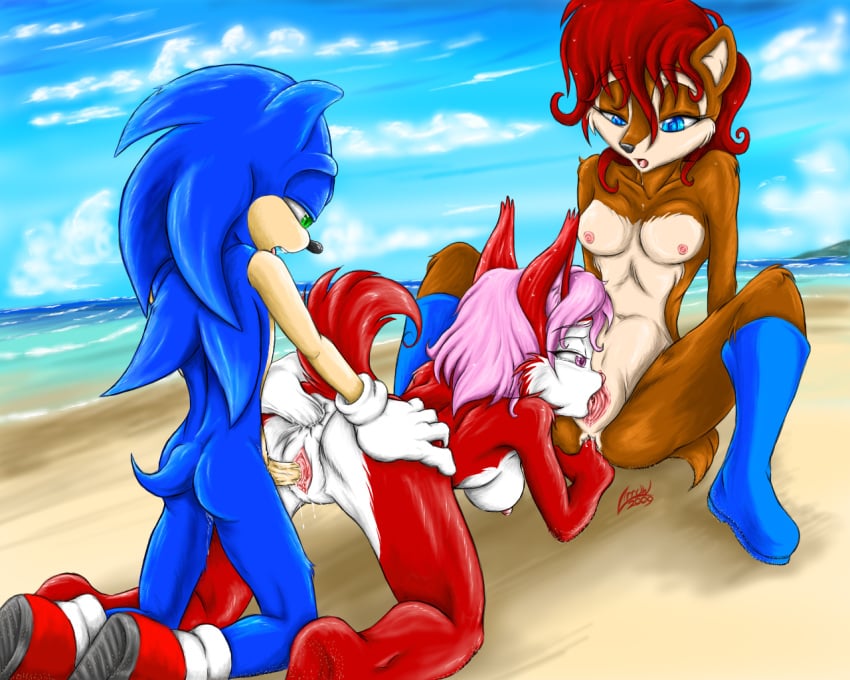 2009 anthro archie_comics atmongoose bisexual_(female) blue_fur breasts chipmunk cunnilingus day female furry hedgehog interspecies male mammal medium_breasts mobian_(species) mostly_nude oral_sex outdoors sally_acorn sega sex small_breasts sonic_(series) sonic_satam sonic_the_hedgehog sonic_the_hedgehog_(archie) sonic_the_hedgehog_(comics) sonic_the_hedgehog_(series) straight_hair tagme threesome