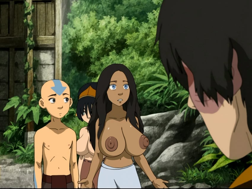 2boys 2girls aang accurate_art_style air_nomad airbender_tattoo alternate_breast_size areolae avatar_legends avatar_the_last_airbender big_breasts big_nipples blue_eyes breasts brown_hair brown_nipples brown_skin casual casual_nudity clothing dark-skinned_female dark_skin earth_kingdom edit female fire_nation gigantic_breasts gigantic_nipples huge_breasts huge_nipples human katara large_breasts light_nipples light_skin male nipples poivoit screencap screenshot screenshot_edit straight_hair the_avatar toph_bei_fong topless water_tribe zuko