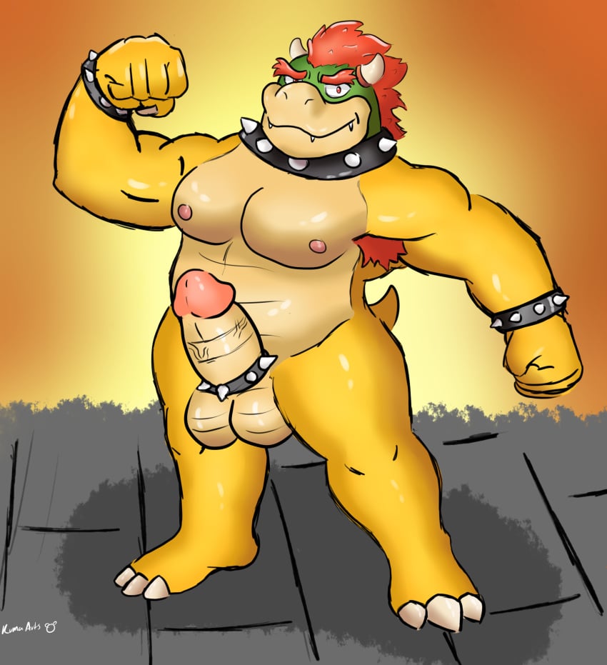 accessory anthro armpit_hair balls body_hair bowser bracelet clothing cock_ring collar genitals hi_res humanoid_genitalia humanoid_penis jewelry jockstrap koopa kuma-arts male male_only mario_(series) nintendo nude penis penis_accessory penis_jewelry scalie solo spiked_bracelet spiked_cock_ring spiked_collar spikes underwear unknown_artist video_games