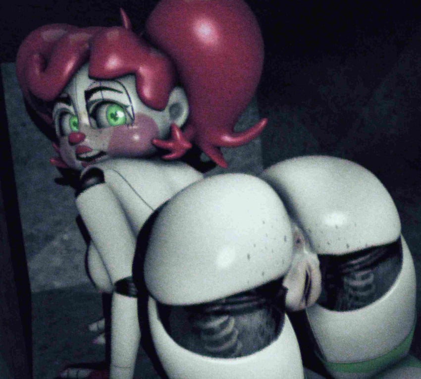 3d anthro baby_(fnafsl) circus_baby circus_baby_(fnaf) five_nights_at_freddy's five_nights_at_freddy's:_sister_location in_vent looking_at_viewer looking_behind o_face open_mouth red_hair sister_location so87baby solo summer_baby summer_of_87_baby vent