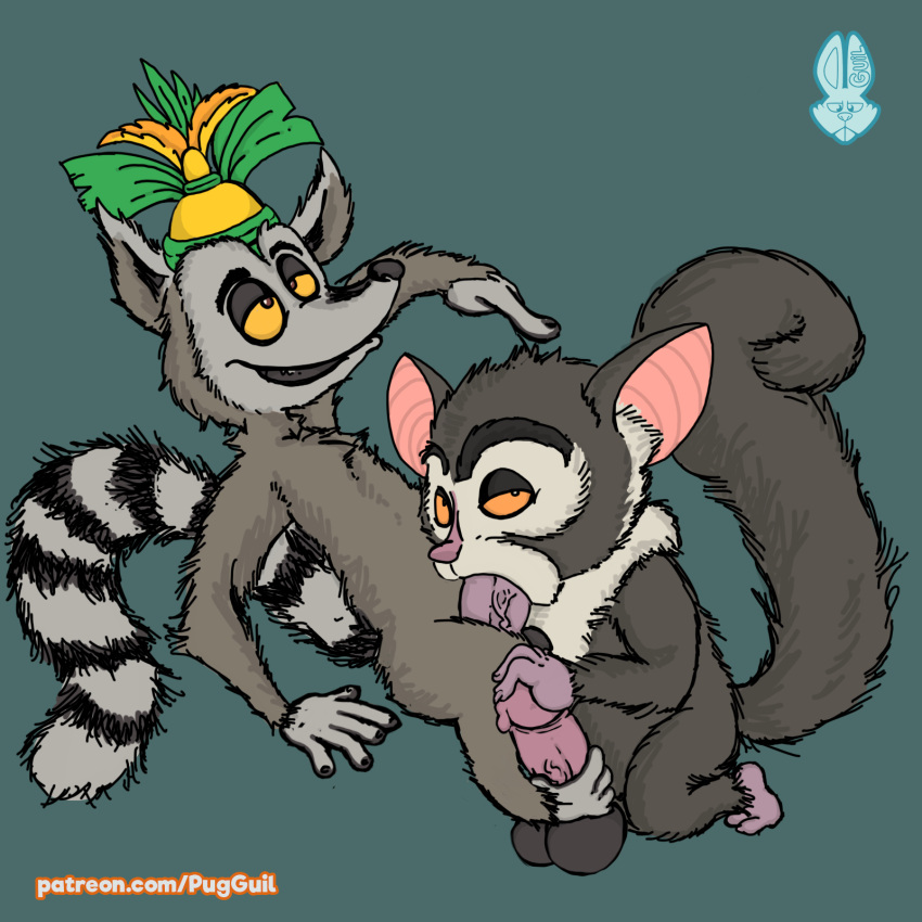 all_hail_king_julien anthro aye-aye balls crown dreamworks duo fellatio foot_fetish foot_play footjob genitals guil_bunny_(artist) hi_res king_julien lemur madagascar_(series) male male/male mammal maurice netflix nickelodeon open_mouth oral penile penis primate ring-tailed_lemur sex strepsirrhine the_penguins_of_madagascar