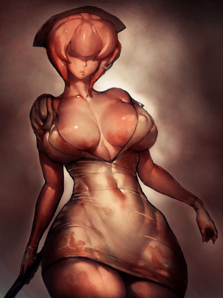 1girls big_breasts breasts bubble_head_nurse cleavage female female_only fumio_(rsqkr) large_breasts nurse nurse_(silent_hill) silent_hill silent_hill_2 solo thick_thighs tight_clothing undead wide_hips