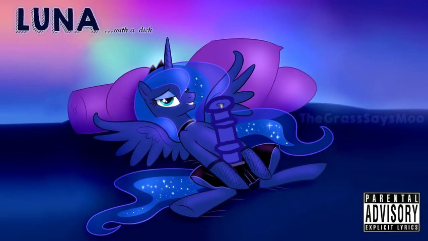 alicorn bed cum cum_drip furry futanari horse_penis horsecock my_little_pony necklace outfit pillow princess_luna_(mlp) seductive skirt sorcerushorserus