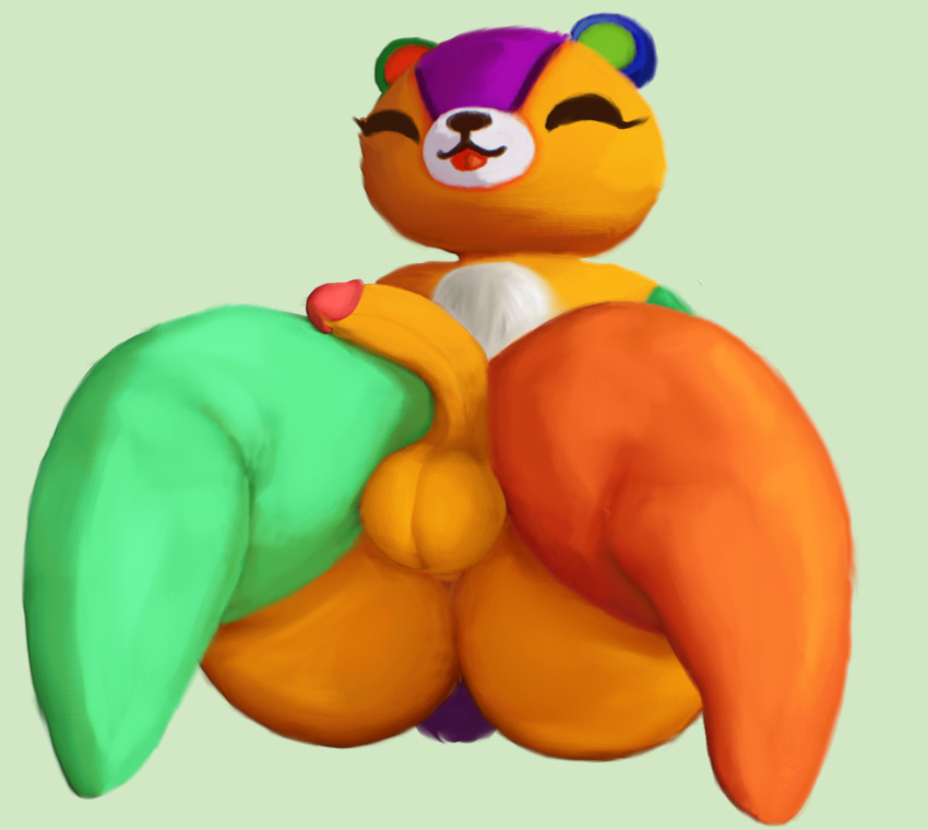 animal_crossing animate_inanimate anthro balls bear big_balls big_head black_nose coffeewithdicks empty_eyes eyelashes femboy fur genitals girly hi_res humanoid_genitalia humanoid_penis living_plushie looking_at_viewer male male_only mammal nintendo nude orange_body orange_fur penis plushie presenting purple_tail short_ears short_tail sitting small_ears solo stitches_(animal_crossing) teddy_bear thick_thighs ursid ursine video_games white_body wide_hips