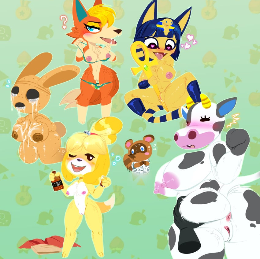 <3_eyes 2020 6girls absurd_res ahe_gao alcohol ambiguous_consent animal_crossing animate_inanimate ankha anthro ass audie_(animal_crossing) beverage big_breasts blonde_hair blue_eyes blue_hair blush bodily_fluids breasts bukkake canid canine canis clothing coco_(animal_crossing) cow cum cum_in_ass cum_in_eye cum_in_mouth cum_inside cum_on_face digital_media_(artwork) domestic_cat domestic_dog drunk egyptian exhibitionism felid feline felis female fur furry gaiki genital_fluids genitals group gyroid hair heart hi_res isabelle_(animal_crossing) jewelry lagomorph leporid looking_at_viewer looking_pleasured male mammal masturbation nintendo nipples nude open_mouth pussy rabbit raccoon_dog simple_background slightly_chubby smile spread_butt spread_pussy spreading substance_intoxication tanuki tipper_(animal_crossing) tom_nook underwear undressing video_games white_body wolf yellow_body