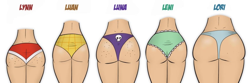 ass_comparison ass_size_chart big_ass butt_size_difference freckles leni_loud lori_loud luan_loud luna_loud lynn_loud lynn_loud_jr. nickelodeon panties scobionicle99 skull_panties skull_print skull_print_panties smaller_female straight_hair take_your_pick the_loud_house thin_waist white_background